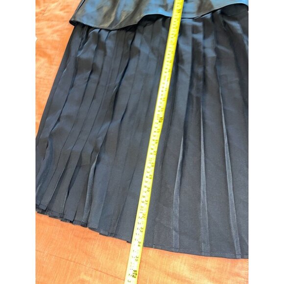 NWT Commense Asymmetric Patchwork Faux Leather Chiffon Pleated Maxi Skirt small. - Picture 9 of 10